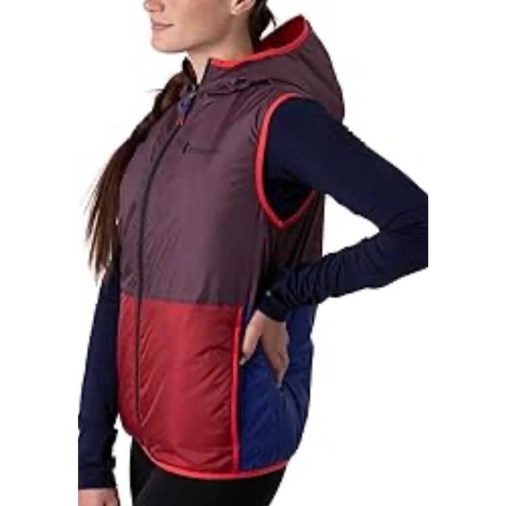 Cotopaxi Teca‎ Calido Hooded Vest Women Size XS Red Hot Sun Reversible Zip NWT - Picture 2 of 12